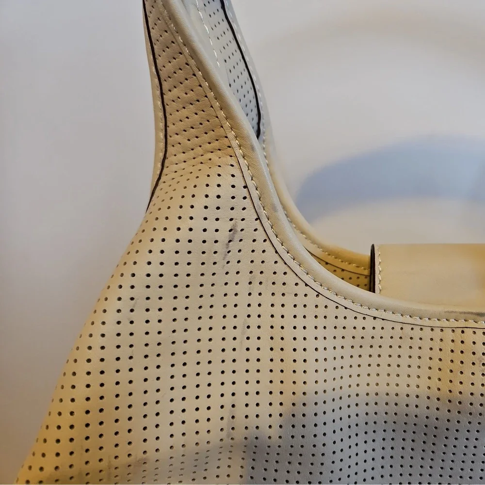 LEVENGER Perforated Leather‎ Ivory Large Hobo Bag